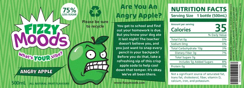 Bottle labels for each flavour