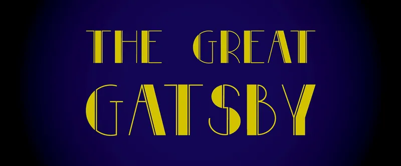 Great Gatsby nameplate rendition I designed using a 1920's style font in gold over a dark blue background that gradates to black around the edges.