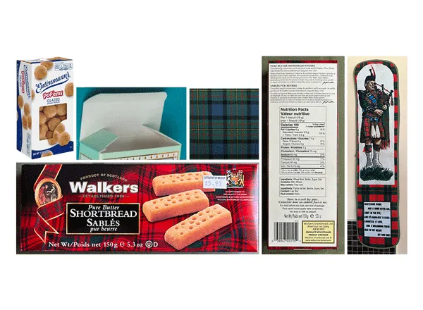 Moodboard with other scottish shortbread boxes and designs.