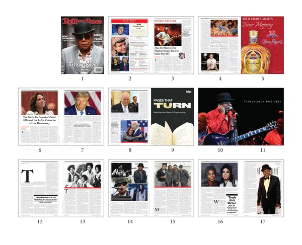 Flatplan showing the full sequence of pages and advertisement placements for the magazine.