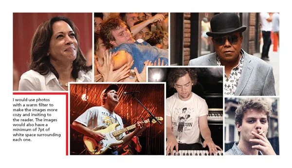 Moodboard featuring reference images and visual inspiration used in the magazine.